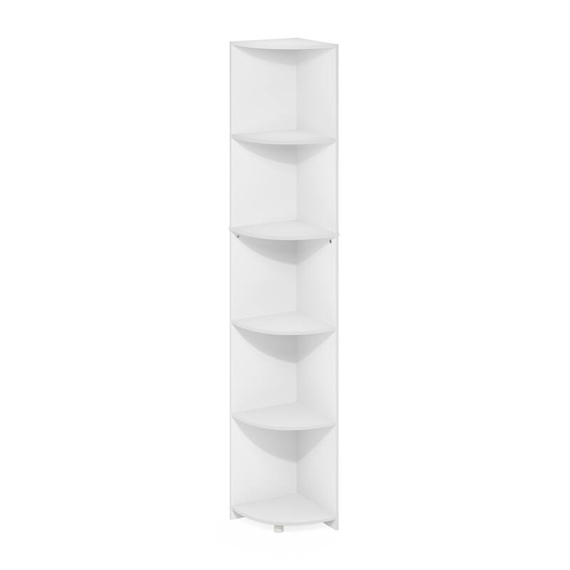 70.87 in. Tall White Wood 5-Shelf Bookcase