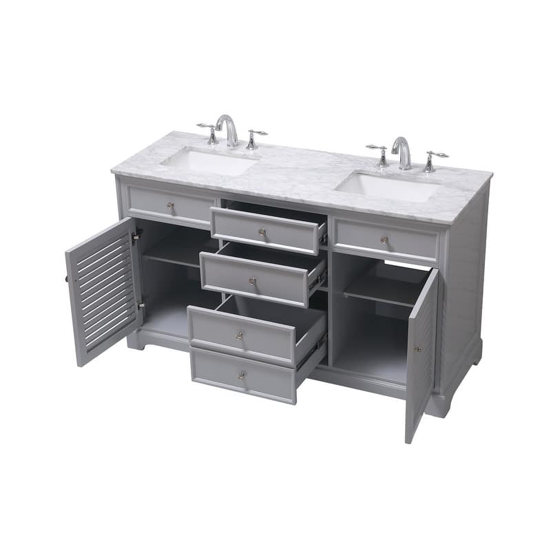 Contemporary 60" Double Bathroom Vanity Set