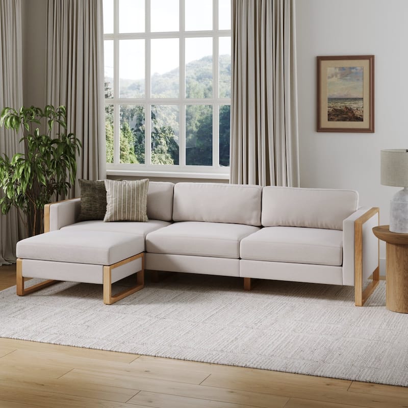 Madison Modern Upholstered Modular Sofa or Couch for Living Room with Solid Wood Legs