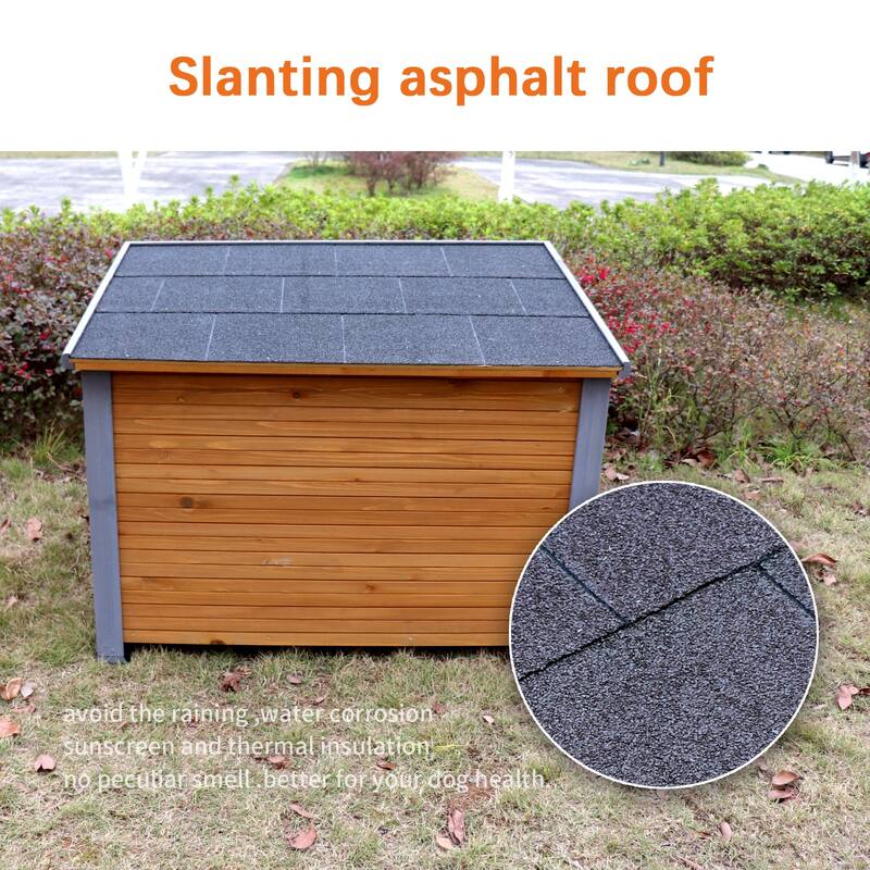 45"Dog House Outdoor and indoor wooden kennel, winter strap with elevated feet, large dog weatherproof