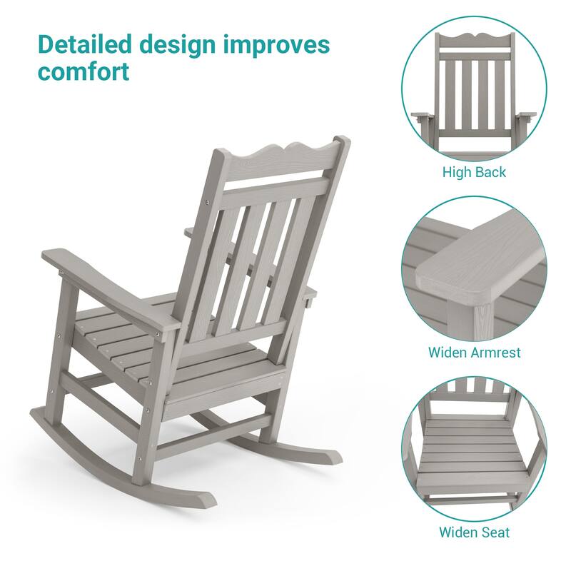 BONOSUKI Patio Adirondack Rocking Chair,Fire Pit Chair Weather Resistant