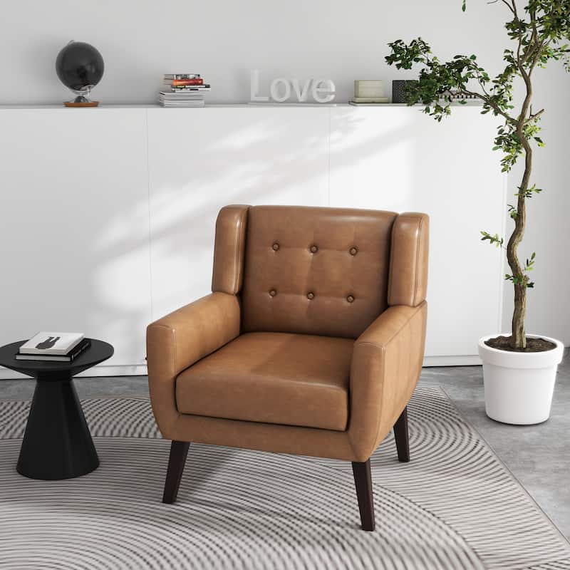 PU Leather Accent Chair Living Room Upholstered Armchair