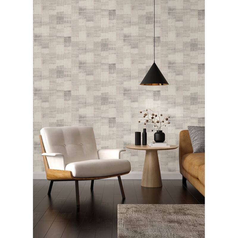 A-Street Prints Ivo Grey Block Stripe Wallpaper