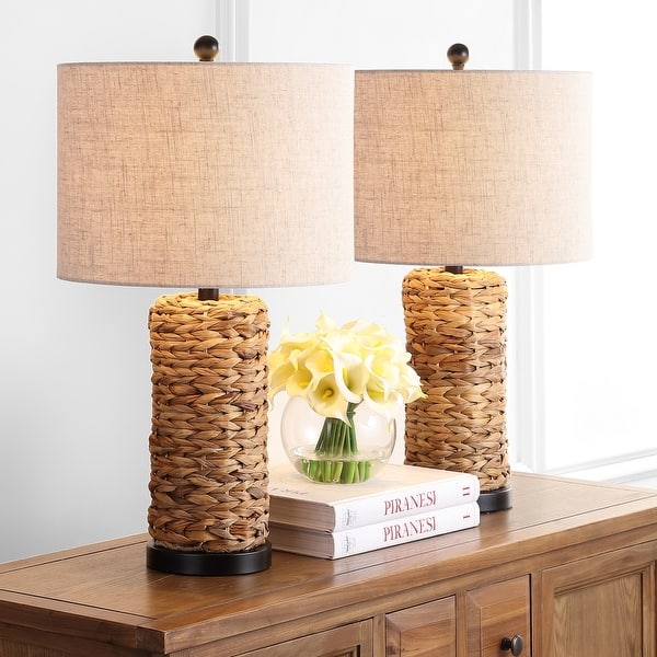 slide 2 of 16, Enzo 25" Coastal Water Hyacinth LED Table Lamp, (Set of 2), by JONATHAN Y