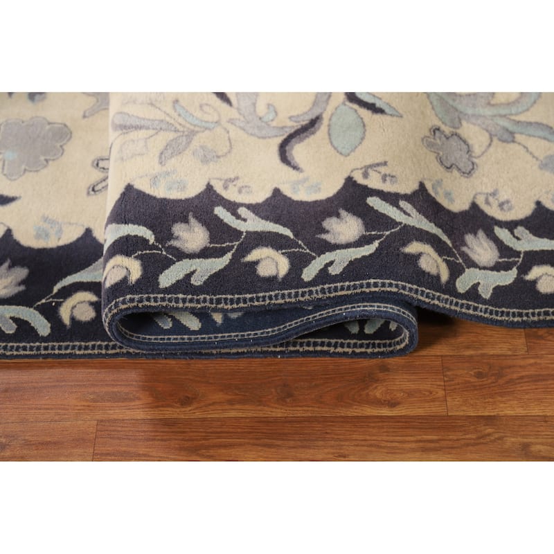 Floral Medallion Art Deco Chinese Area Rug Handmade Wool Carpet - 6'0"x 8'10"