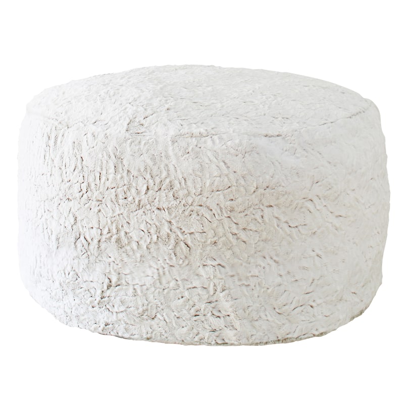 Sorra Home Large Indoor Faux Fur Round Bean Pouf/Ottoman
