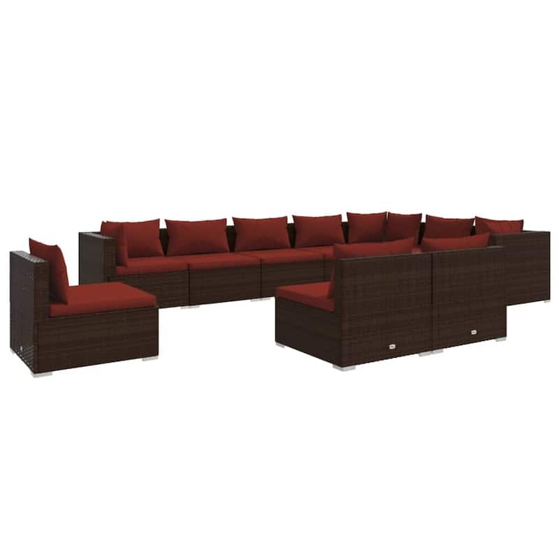 vidaXL Patio Lounge Set Outdoor Sectional Sofa Set Table Garden Poly Rattan - 27.6" x 27.6" x 23.8"