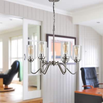 6-Light Modern Chandeliers with Clear Glass Shades