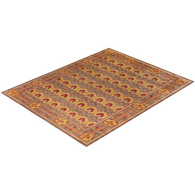 Overton Hand Knotted Wool Vintage Inspired Modern Contemporary Arts & Crafts Gray Area Rug - 9' 10" x 12' 6"
