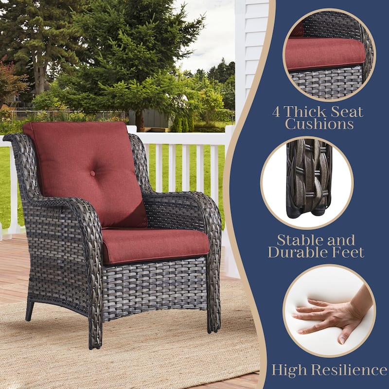 Pocassy 2 Pieces Outdoor Patio Chairs with 4 Inch Cushion