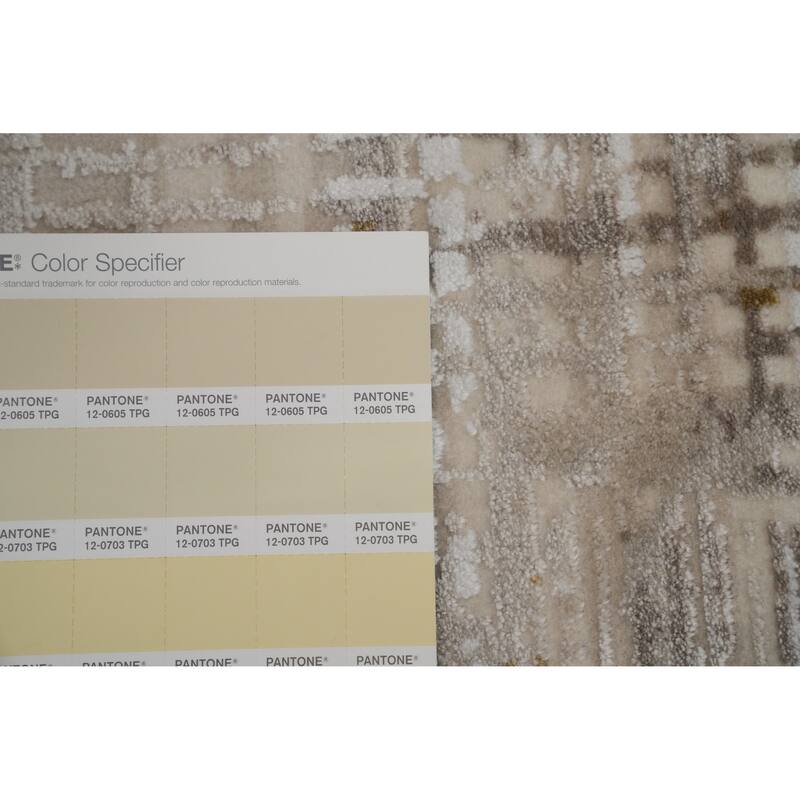 Machine Made Oriental Polyester Carpet Abstract Beige & Ivories Distressed Area Rug - 7' 5'' X 5' 2''