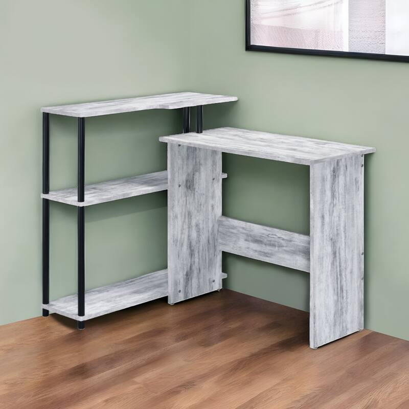 39" Antiqued White L Shape Writing Desk - Ivory