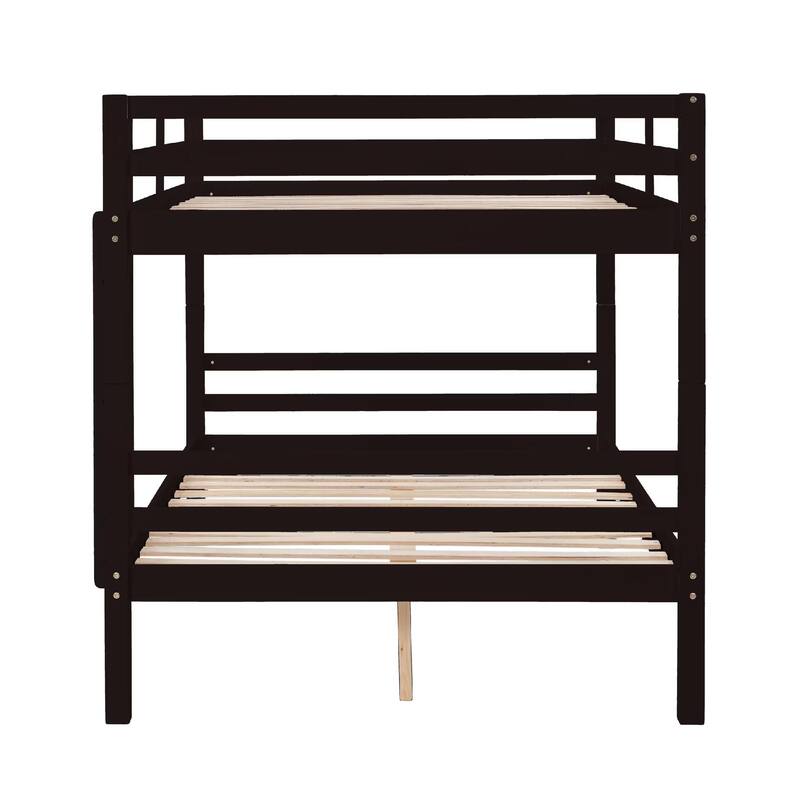 Full Over Full Bunk Bed, Thick Wood Posts, High Guardrail, Ladder