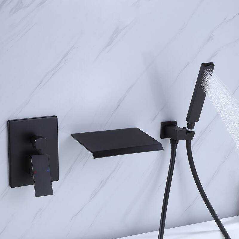 Single Handle Wall Mounted Roman Tub Faucet with Diverter and Handshower