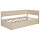 preview thumbnail 11 of 28, Twin Size Wood Daybed with Trundle and Guardrail, Solid Pine Frame, No Box Spring Required, Vintage Style for Bedroom, Beige