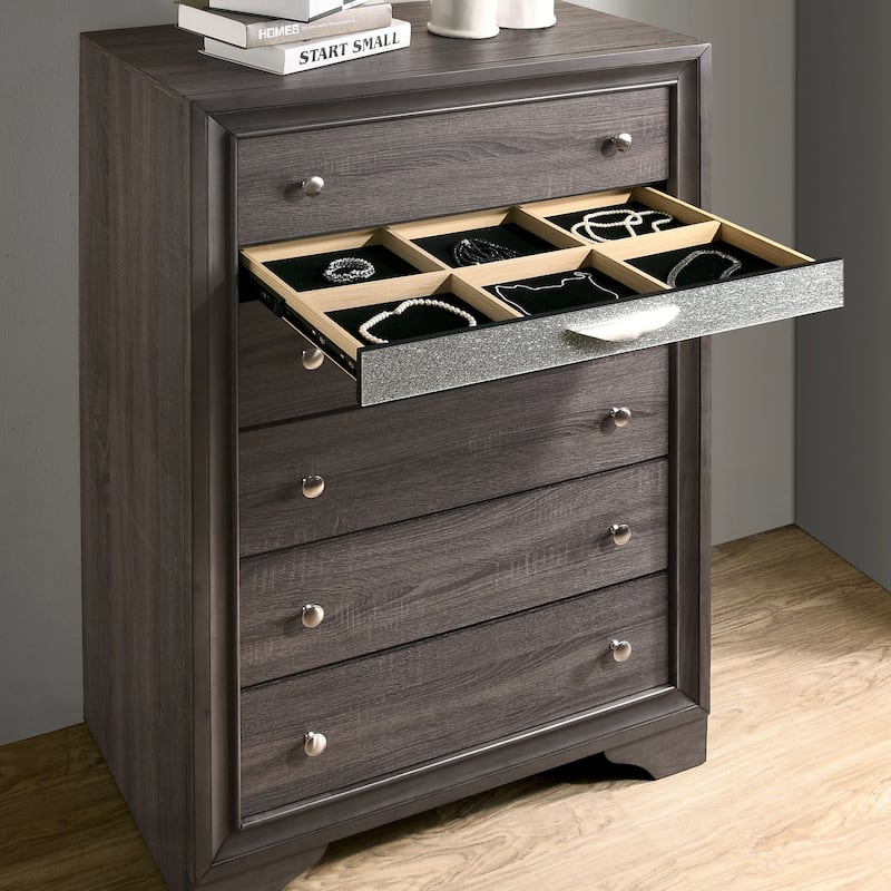 Talmadge Contemporary White 6-Drawer Chest by Silver Orchid - Grey