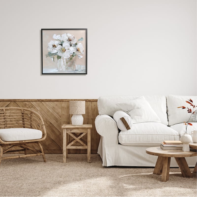 Stupell Traditional White Blooms Flower Arrangement Still Life Framed Wall Art, Design by Sally Swatland