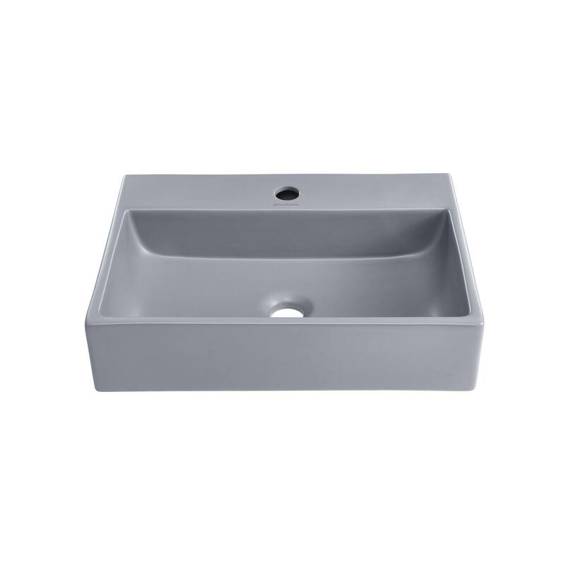 Claire 20” Rectangle Ceramic Vessel Sink in Matte Grey