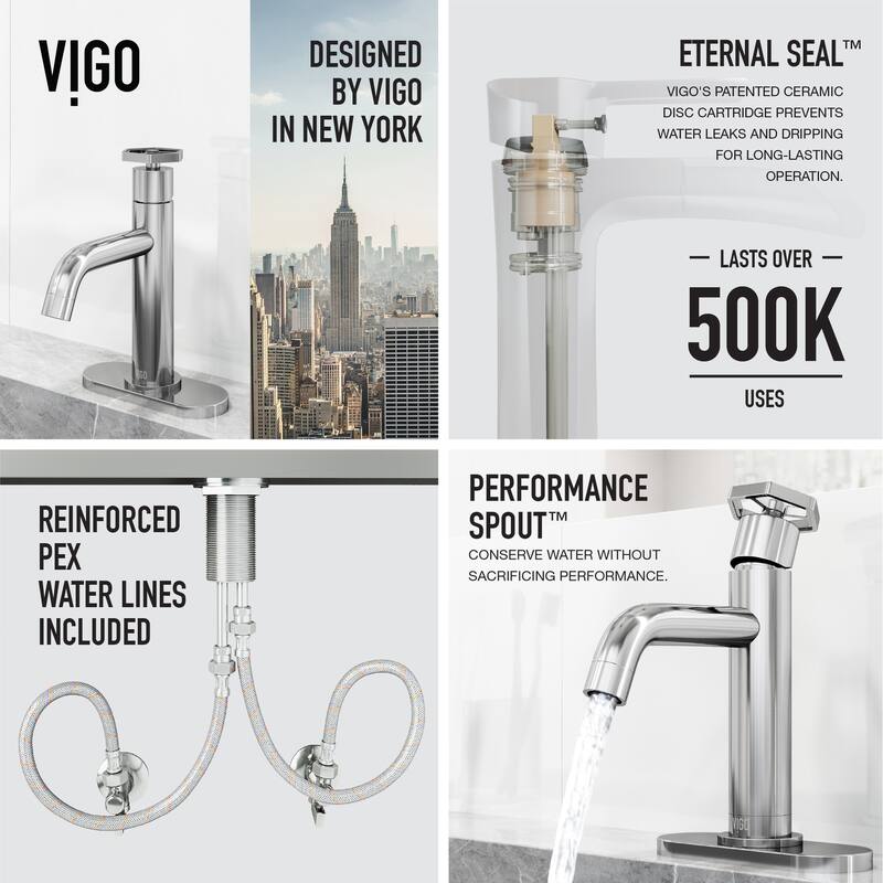 VIGO Ruxton 8" H Single Handle Single Hole Bathroom Faucet