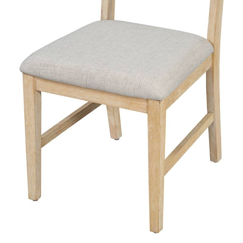 Spruce & Spring Dining Table Set for 6, 6-Piece Mid Century Modern Farmhouse Table with Chairs and Bench