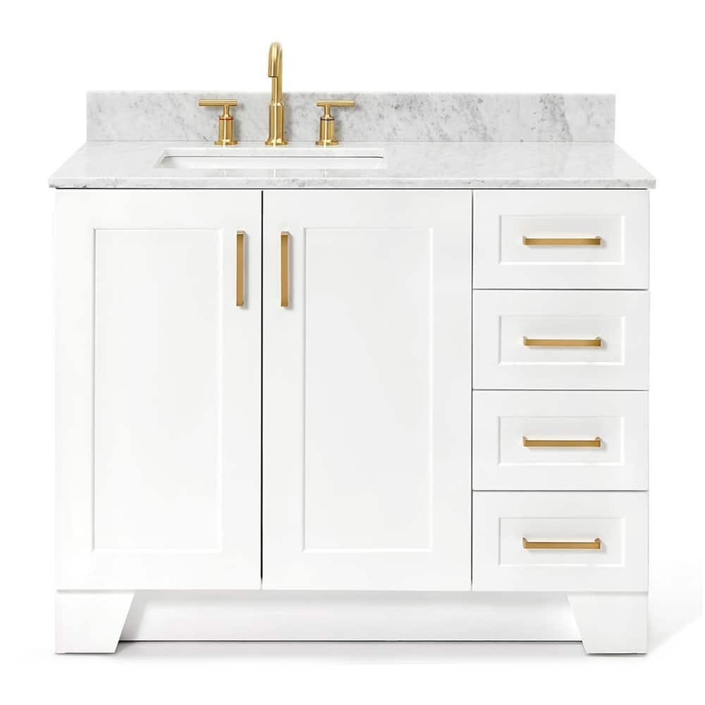 Ariel Q043SLCW2RVO Taylor 42" Thick Carrara Marble Vanity Top