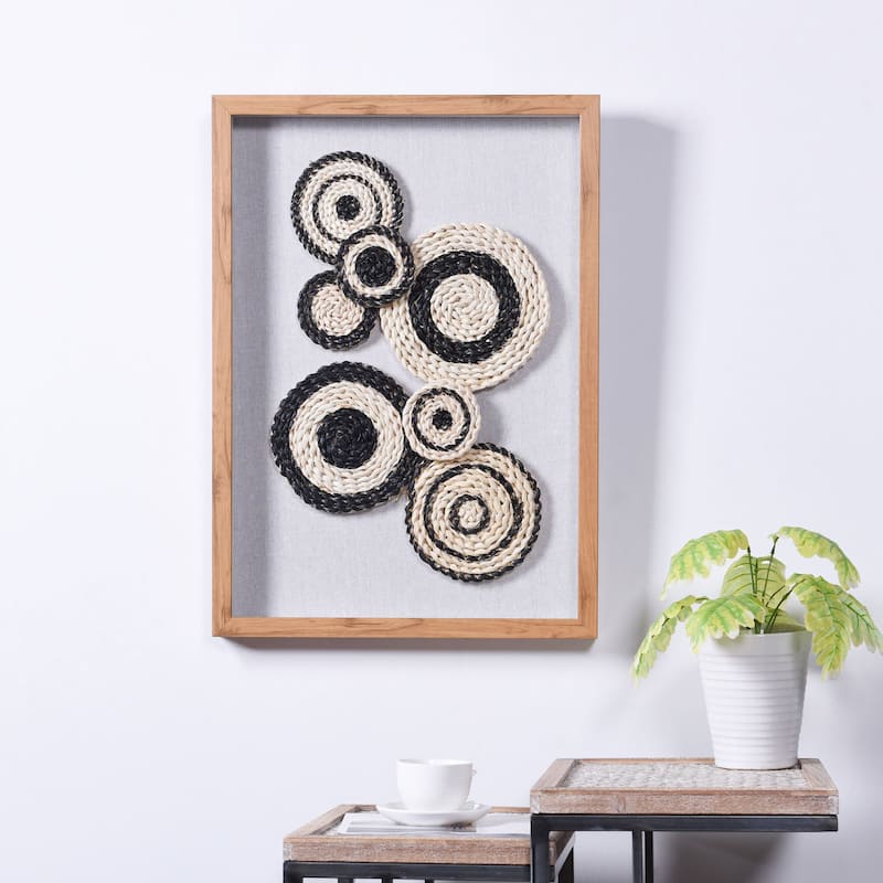 Two Tone II - Woven Shadow Box Wall Art - Black, White Finish