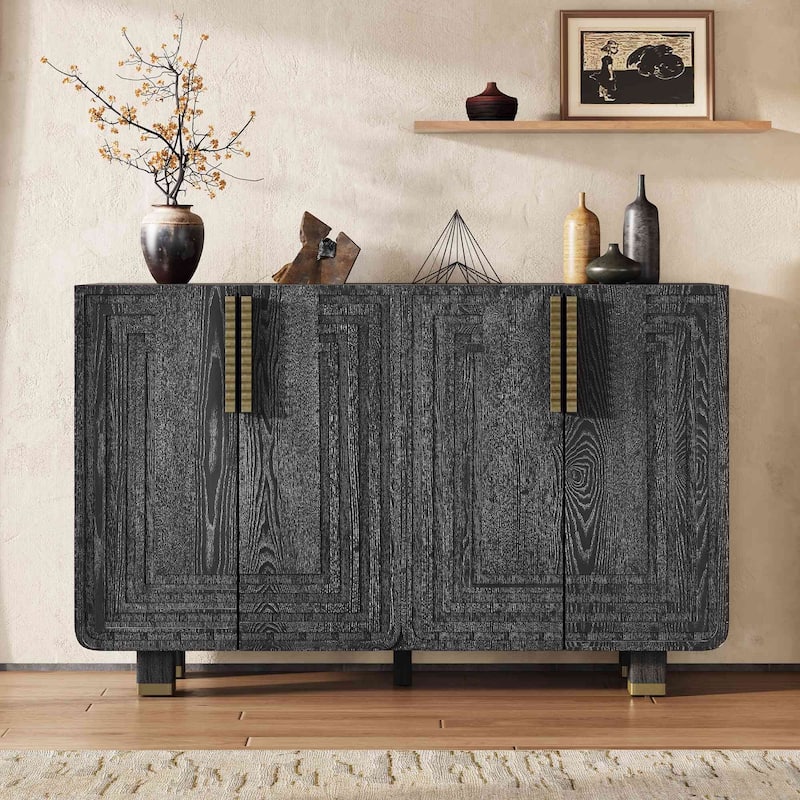 Wooden Decorative Cabinet with Storage - Black