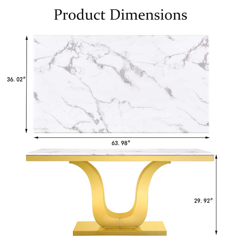 Luxury dining table with Polish Stainless Steel Metal U-Base