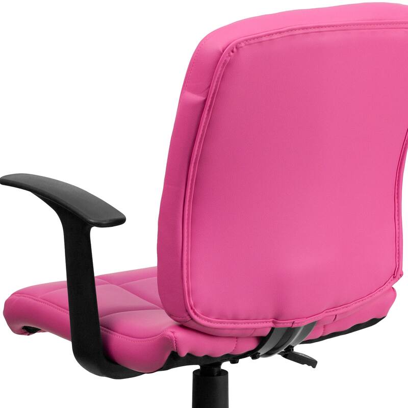 Mid-Back Quilted Vinyl Swivel Task Office Chair with Arms