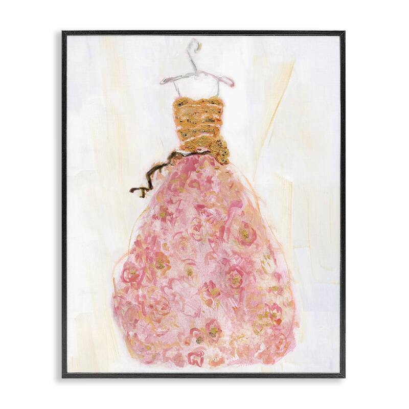 Stupell Classy Posh Pink Ball Gown Framed Giclee Art Design By Sally Swatland - 11 x 14 - Black