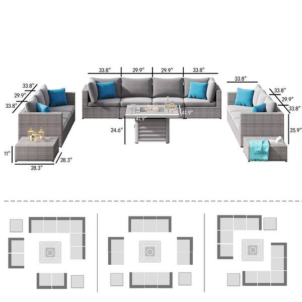 Corvus Kipling 13piece Wicker Patio Sectional Deep Seating Set with