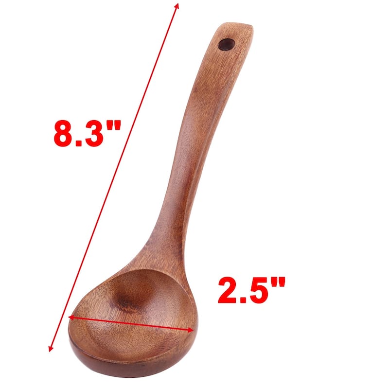 Wood Hanging Hole Design Cooking Porridge Soup Hot Pot Spoon Ladle - Brown - 8.3" x 2.5" x 1.6"(L*W*H)