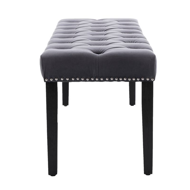 Piano Bench Ottoman Leisure Bench with Wood Legs, Simple Window Bench Accent Bench Dark Gray Corridor Bench