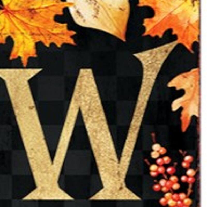 HomeRoots 72" Black Gold And Orange Solid Wood Welcome Leaves Porch Sign