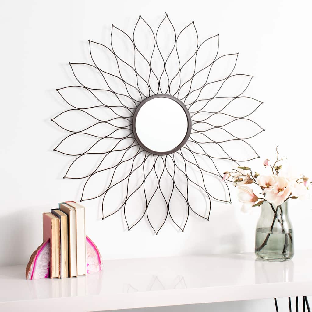 SAFAVIEH Ravin 35-inch Champagne Sunburst Round Mirror - 35"W x 1"D x 35"H