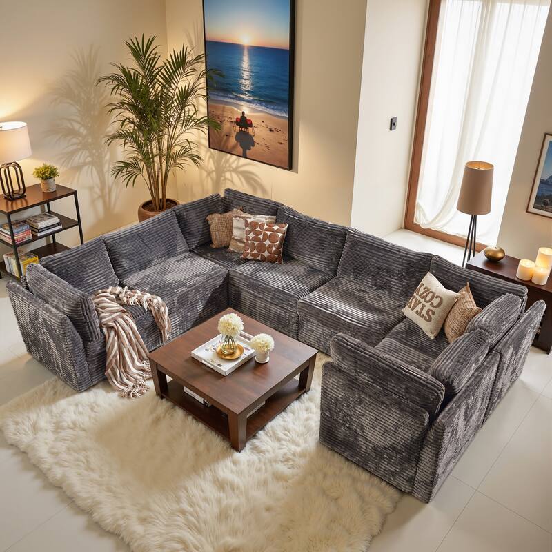 OVIOS Nordic Style Corner Sofa​ - Plush​​Grey