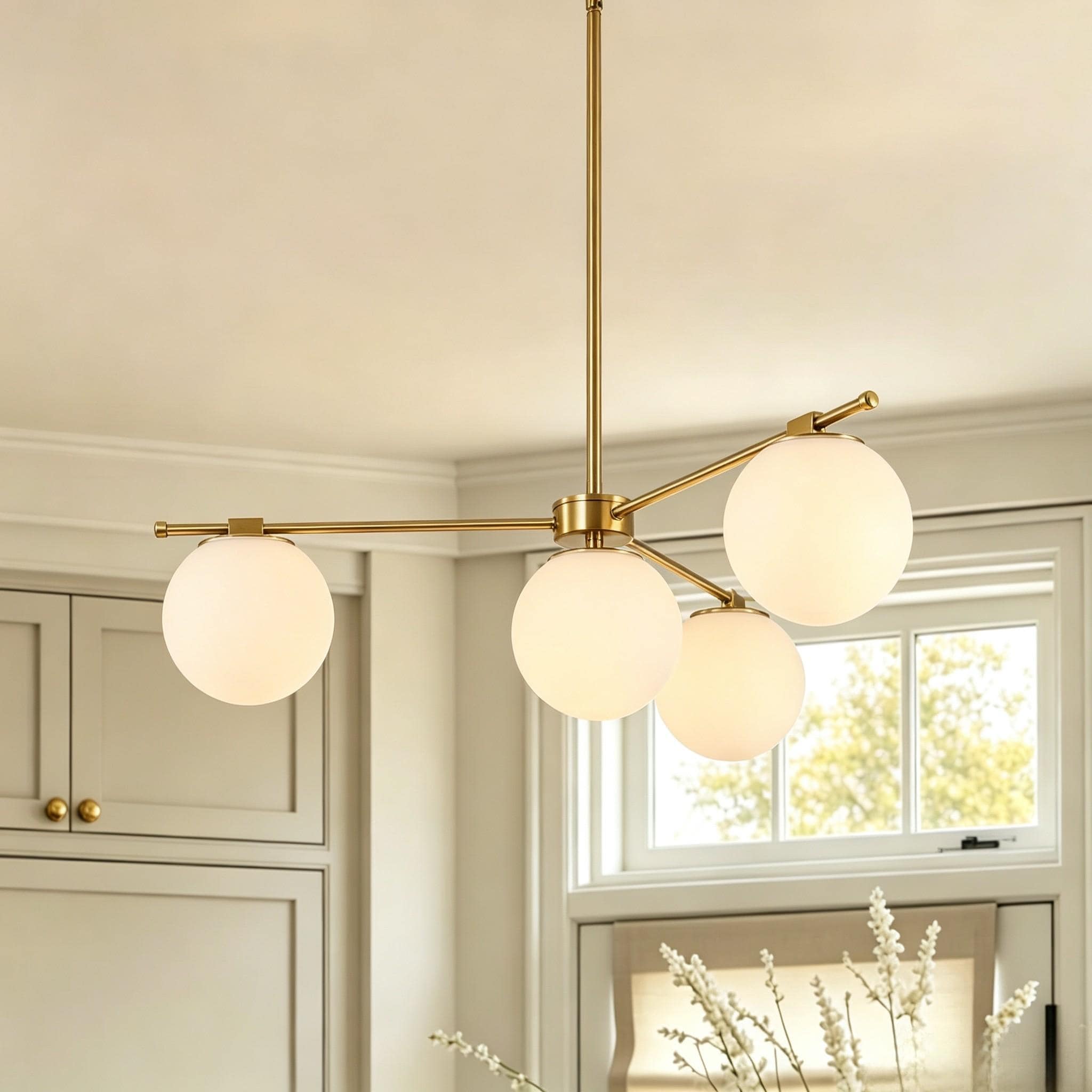 Rennnsan 4-Light Modern Opal Glass Pendant Light for Dining Room - 4 Light