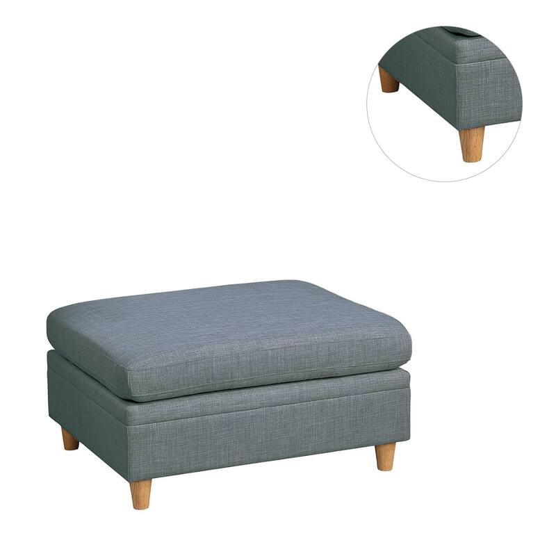 Dorris Fabric Upholstered Modular Ottoman with Wooden Tapered Legs