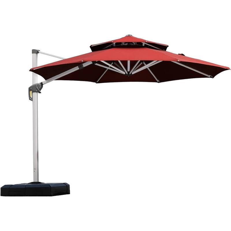 PURPLE LEAF Double Top Round Patio Large Cantilever 360 Degree Rotation 10/11/12/13ft Outdoor Classic Umbrella