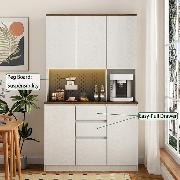 74 Tall Pantry Storage Cabinet White Sideboard with Charging Station Bed Bath Beyond 42467442