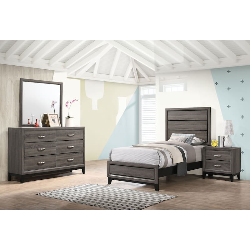 Watson Bedroom Set - Grey Oak - Twin - 4 Piece