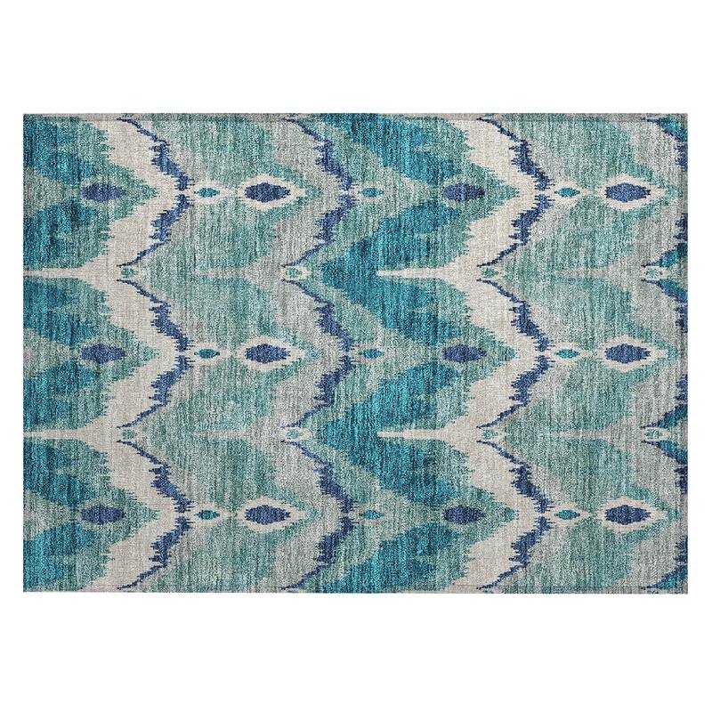 Machine Washable Indoor/ Outdoor Chantille Boho Ikat Rug