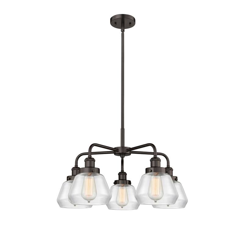 Innovations Lighting Fulton - 5 Light 25" Stem Hung Chandelier - Clear/Oil Rubbed Bronze