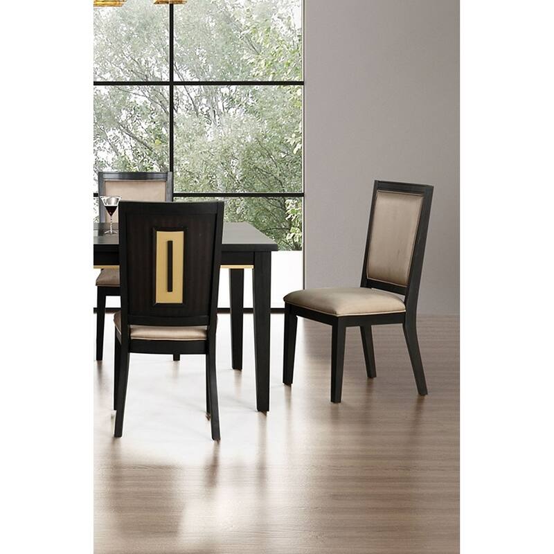 Espresso Set Of 2pc Dining Chairs, Contemporary Style