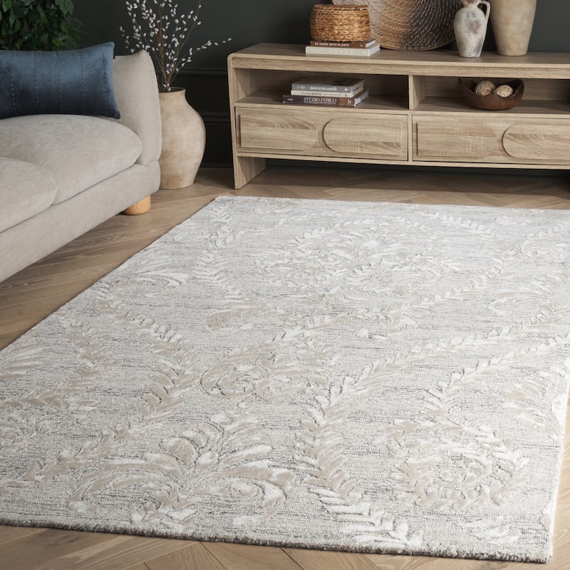 SAFAVIEH Handmade Glamour Bejushe Wool Rug - 6' x 9' - Grey/Beige