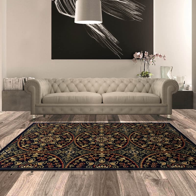 Superior Abstract Geometric Medallion Power-Loomed Indoor Area Rug