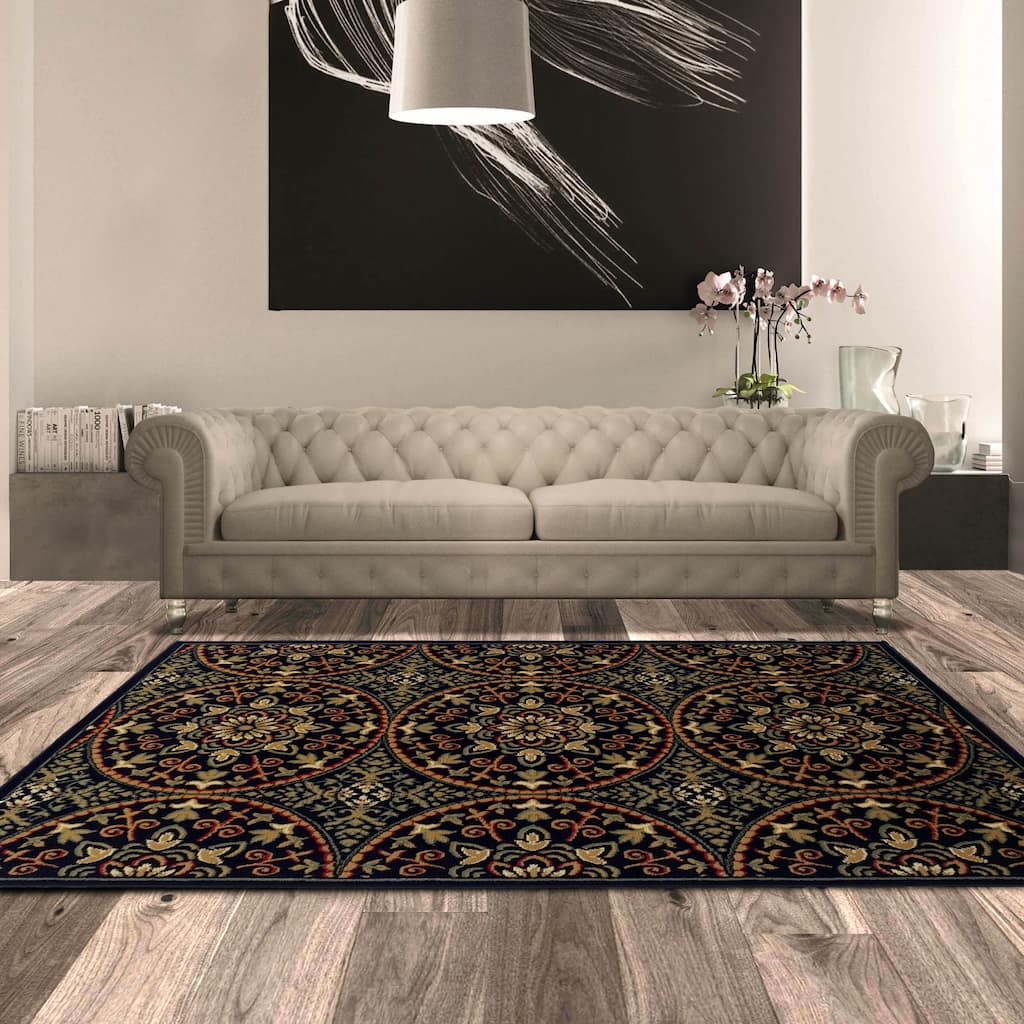 Superior Abstract Geometric Medallion Power-Loomed Indoor Area Rug