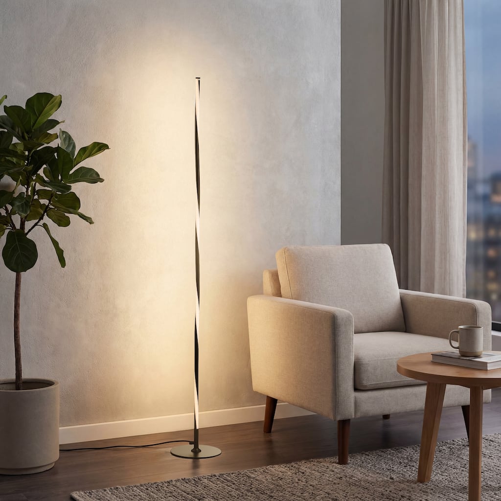 Iris 63.75" LED Integrated Floor Lamp, Chrome by JONATHAN Y