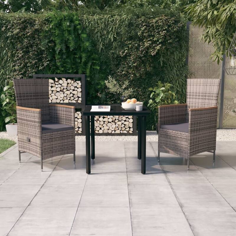 vidaXL Patio Dining Set 3/5/7 Piece Multi Colors 31.5"/55.1" Table Length - Grey 31.5" x 31.5" x 29.1" 3 Piece