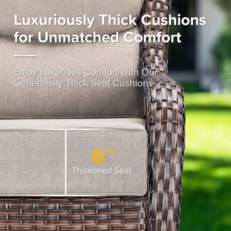 Gymojoy 72'' 3-Seat Outdoor Durable Sofa with 6-Inch Ultra-Plush Cushions & Water-Resistant Olefin Fabric